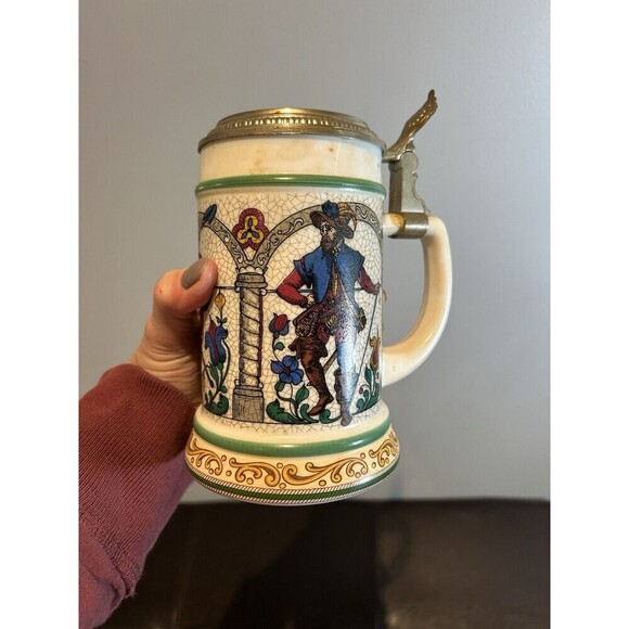 Original BMF Bierseidel Stein w/lid Milk Glass BMF Vintage Hunters - Picture 3 of 6